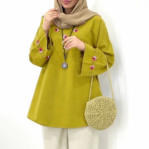 تونیک مانتویی الیاف لینن پنبه ای